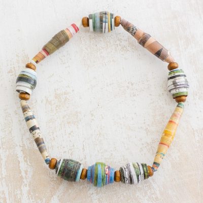 Recycled paper bead stretch bracelet, Revitalize