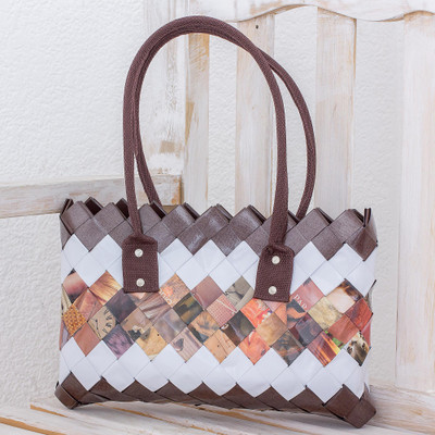 Recycled magazine shoulder bag, Solid Ground