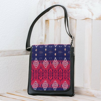 Leather and cotton messenger bag, Woven Chandelier