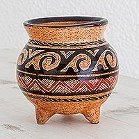 Ceramic decorative vessel, 'Nicoya's Story' - Earth-Toned Chorotega Pottery Handmade Decorative Vessel