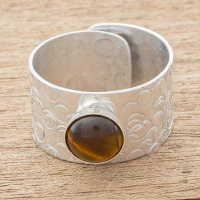 Tiger’s Eye and Aluminum Single-Stone Ring from Guatemala