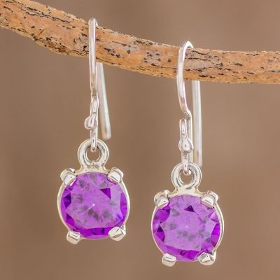 Cubic zirconia dangle earrings, Glimmering Heliotrope