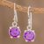 Cubic zirconia dangle earrings, 'Glimmering Heliotrope' - Purple CZ Dangle Earrings Crafted in Guatemala thumbail