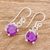 Cubic zirconia dangle earrings, 'Glimmering Heliotrope' - Purple CZ Dangle Earrings Crafted in Guatemala (image 2b) thumbail