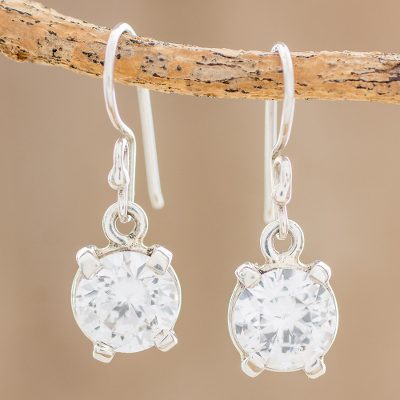 Cubic zirconia dangle earrings, Glimmering Translucence