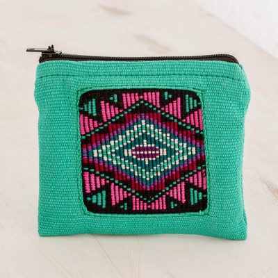 Cotton coin purse, Turquoise Festival