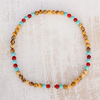 Multi-gemstone beaded stretch anklet,