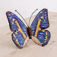 Ceramic sculpture, 'Morpho Butterfly' - Ceramic Morpho Butterfly Sculpture from Guatemala