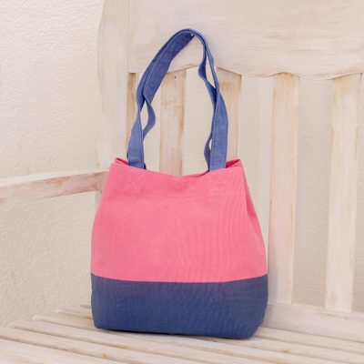 Cotton shoulder bag, Bicolor Beauty