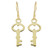 Brass dangle earrings, 'Magic Key' - Handcrafted Brass Key Dangle Earrings from Guatemala (image 2a) thumbail