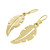 Brass dangle earrings, 'Twirling Leaf' - Handcrafted Brass Leaf Dangle Earrings from Guatemala (image 2c) thumbail