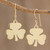 Brass dangle earrings, 'Shining Clover' (large) - Handcrafted Brass Clover Dangle Earrings from Guatemala thumbail