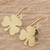 Brass dangle earrings, 'Shining Clover' (large) - Handcrafted Brass Clover Dangle Earrings from Guatemala (image 2b) thumbail