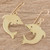 Brass dangle earrings, 'Gleeful Dolphins' - Handcrafted Brass Dolphin Dangle Earrings from Guatemala (image 2b) thumbail