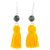 Jade dangle earrings, 'Ancient Orb in Yellow' - Jade and Yellow Tassel Dangle Earrings from Guatemala (image 2a) thumbail