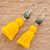 Jade dangle earrings, 'Ancient Orb in Yellow' - Jade and Yellow Tassel Dangle Earrings from Guatemala (image 2b) thumbail