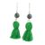 Jade dangle earrings, 'Ancient Orb in Green' - Jade and Green Tassel Dangle Earrings from Guatemala (image 2a) thumbail