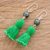 Jade dangle earrings, 'Ancient Orb in Green' - Jade and Green Tassel Dangle Earrings from Guatemala (image 2b) thumbail