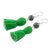 Jade dangle earrings, 'Ancient Orb in Green' - Jade and Green Tassel Dangle Earrings from Guatemala (image 2c) thumbail