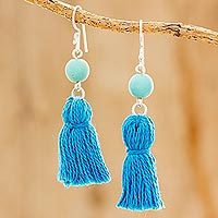 Reconstituted turquoise dangle earrings,