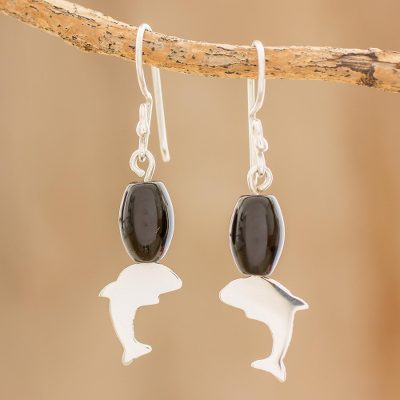 Onyx dangle earrings, Swimming Through the Ocean