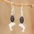 Onyx dangle earrings, 'Swimming Through the Ocean' - Onyx Dolphin Dangle Earrings from Guatemala thumbail