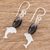 Onyx dangle earrings, 'Swimming Through the Ocean' - Onyx Dolphin Dangle Earrings from Guatemala (image 2b) thumbail