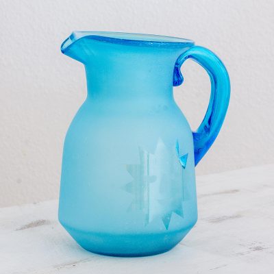 Recycled glass pitcher, Day to Night in Sky Blue