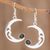 Jade dangle earrings, 'Crescent Moon Cradle' - Jade Crescent Moon Dangle Earrings from Guatemala thumbail