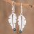 Jade dangle earrings, 'Feather Gleam' - Jade Feather-Shaped Dangle Earrings from Guatemala thumbail