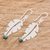 Jade dangle earrings, 'Feather Gleam' - Jade Feather-Shaped Dangle Earrings from Guatemala (image 2b) thumbail