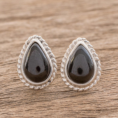 Jade stud earrings, Black Energy
