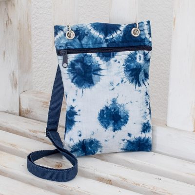 Tie-dyed cotton sling, Indigo Abstraction