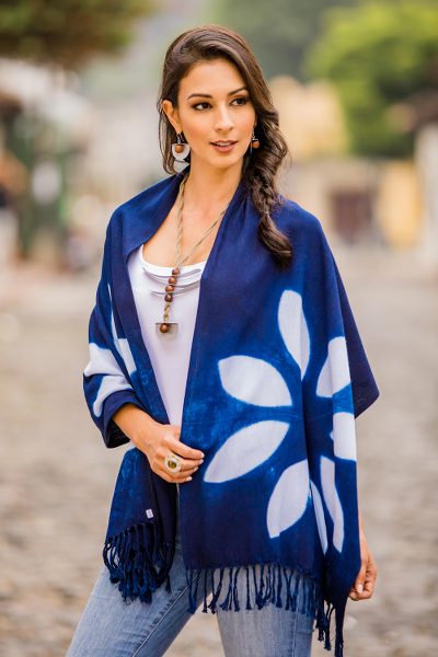 Cotton shawl, Indigo Allure