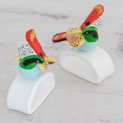 Ceramic napkin holders, Rufous-Crested Coquette (pair)