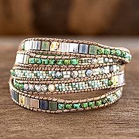 Glass beaded wrap bracelet,