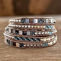 Glass beaded wrap bracelet,