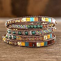 Glass beaded wrap bracelet,