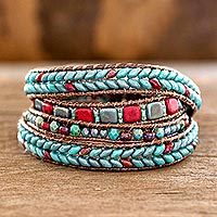 Glass beaded wrap bracelet,