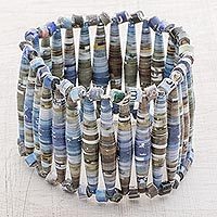 Recycled paper beaded stretch bracelet,