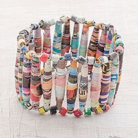 Recycled paper beaded stretch bracelet,