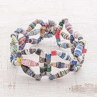 Recycled paper beaded bracelet,
