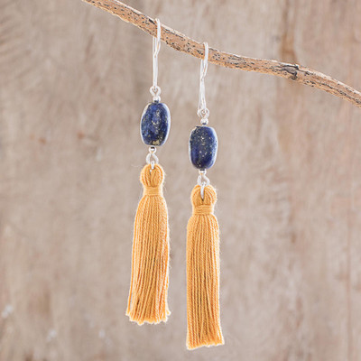Lapis lazuli dangle earrings, Sun and Sea