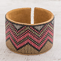 Glass beaded cuff bracelet,