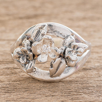 Sterling silver cocktail ring, Lemon Flower Garden