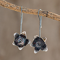 Sterling silver drop earrings, 'Floral Happiness' - Sterling Silver Drop Earrings from Costa Rica