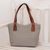 Leather accent cotton tote, 'Nocturnal Diamonds' - Leather Accent Cotton Tote in Black and White from Guatemala thumbail