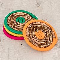 Pine needle coasters,
