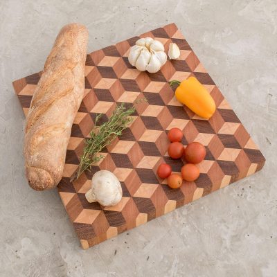 Wood cutting board, Cube Land