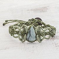 Jade braided wristband bracelet,